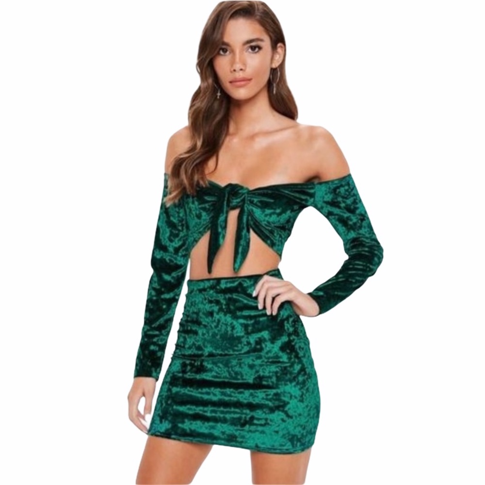 Emerald green velvet set